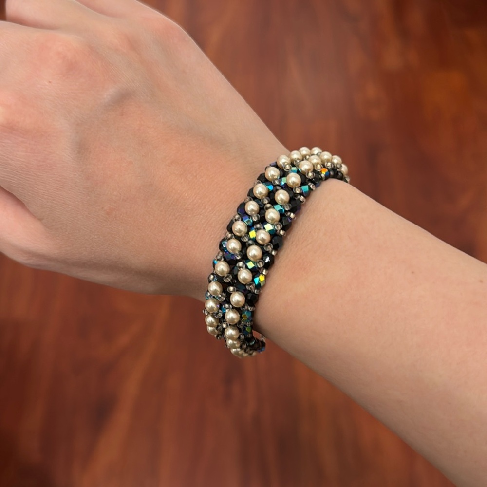 Handmade bracelet. Evenly sized beads and crystals. Sits beautifully on wrist.